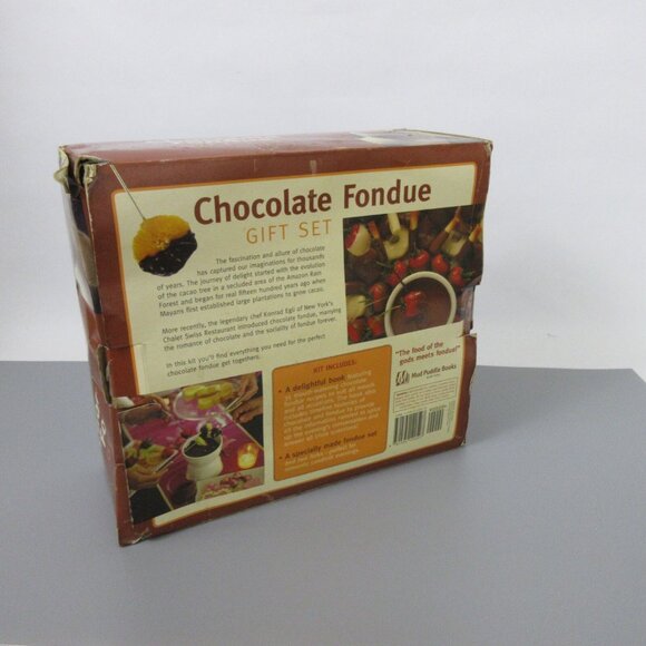 Chocolate Fondue Gift Set Mud Puddle 7-Piece Recipe Book Fondue Pot VotiveCandle - Picture 5 of 7